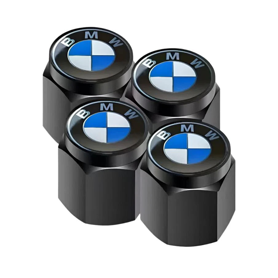 Black BMW valve caps set – dustproof tyre air covers for BMW cars