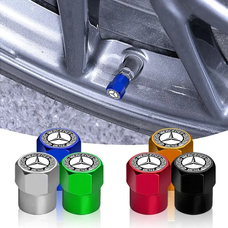 Mercedes Benz dust caps in 6 colors – black, blue, gold, silver, green, red