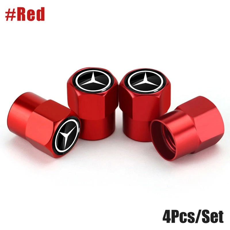 Mercedes dust caps red