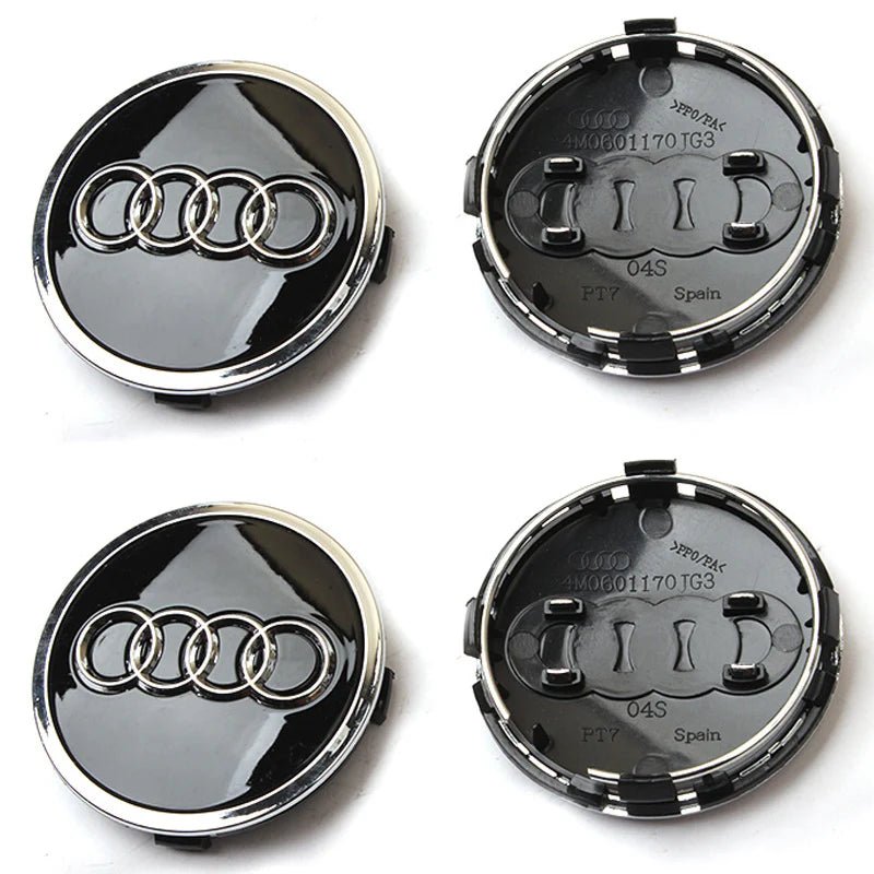 Audi Wheel Center Caps 61mm 4 pcs black & gray