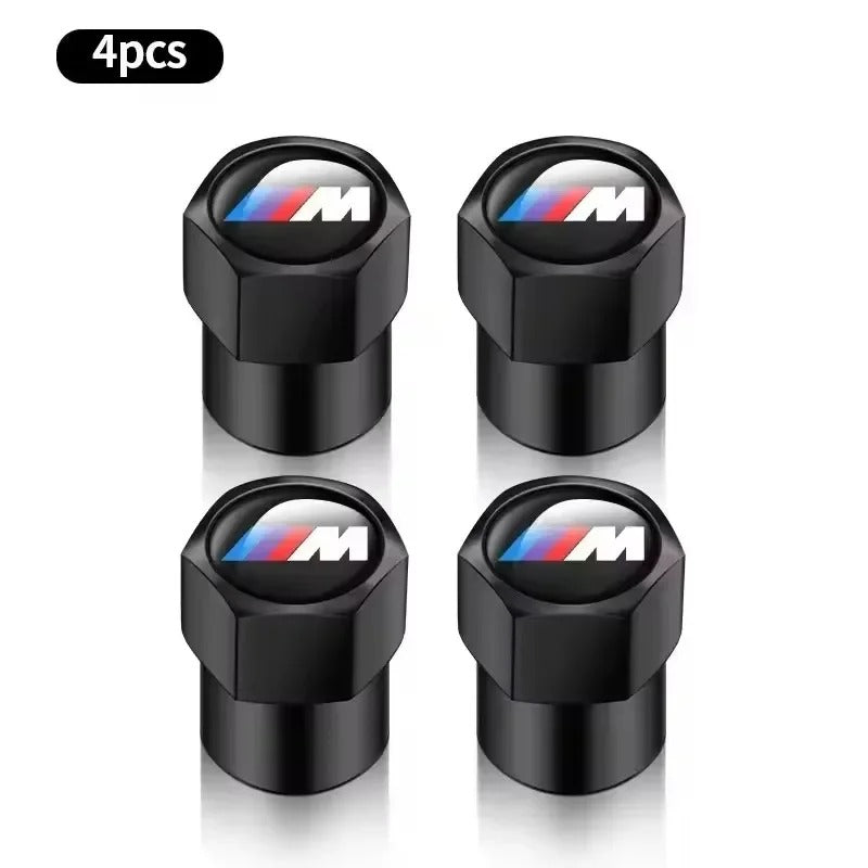 BMW M Sport Dust Cap – Black Color Installed on Tyre Valve