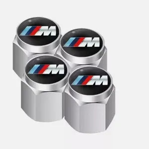 Silver BMW M Sport valve caps – stylish air dust caps UK