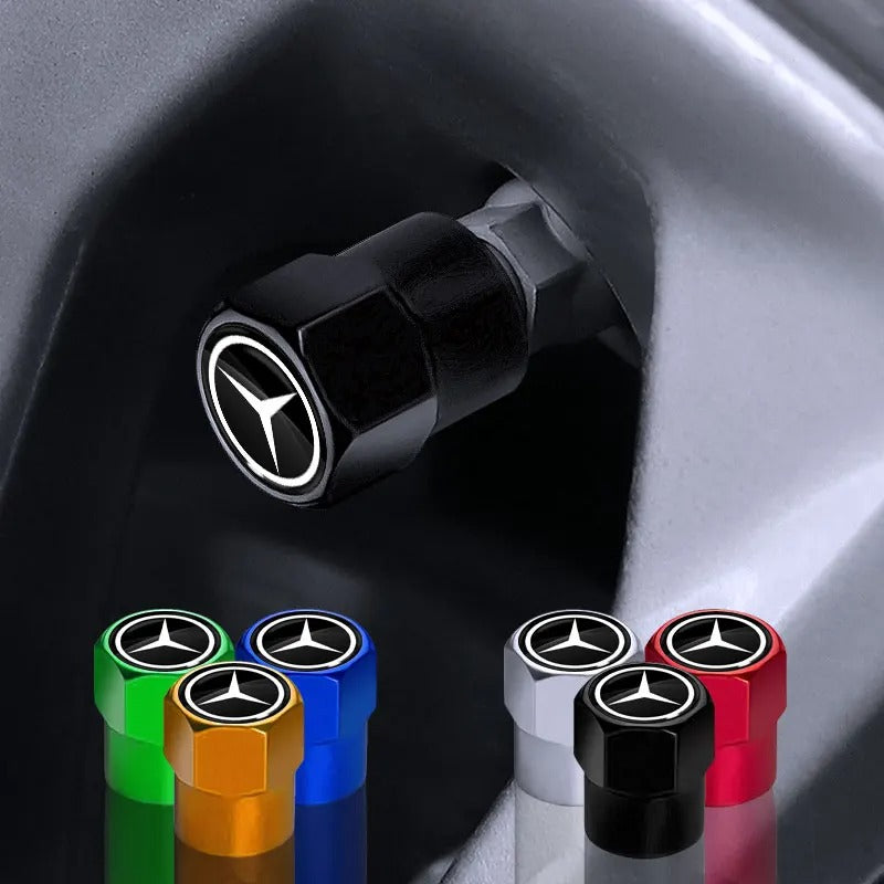 Mercedes dust caps in 6 colors – black, red, blue, green, silver, gold

