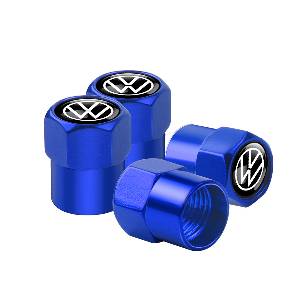 VW Blue Dust Caps – Black Logo