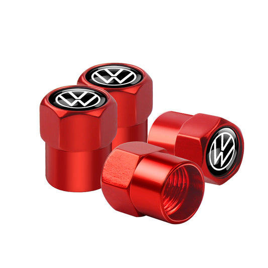 VW Red Dust Caps – Black Logo