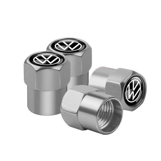 VW Silver Dust Caps – Black Logo