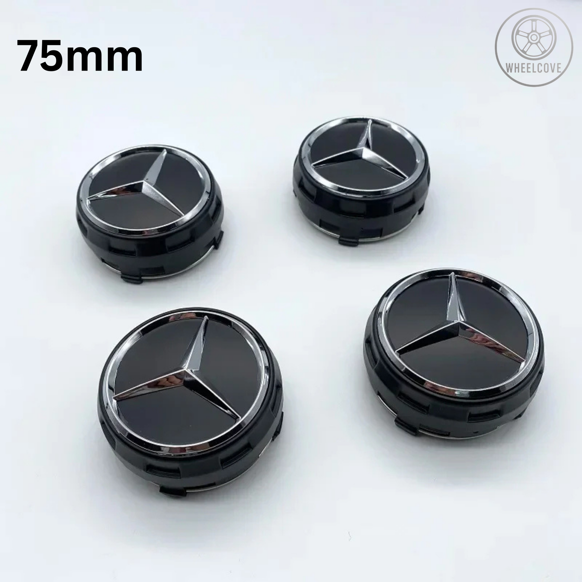Mercedes Benz Wheel Centre Caps 75mm Black